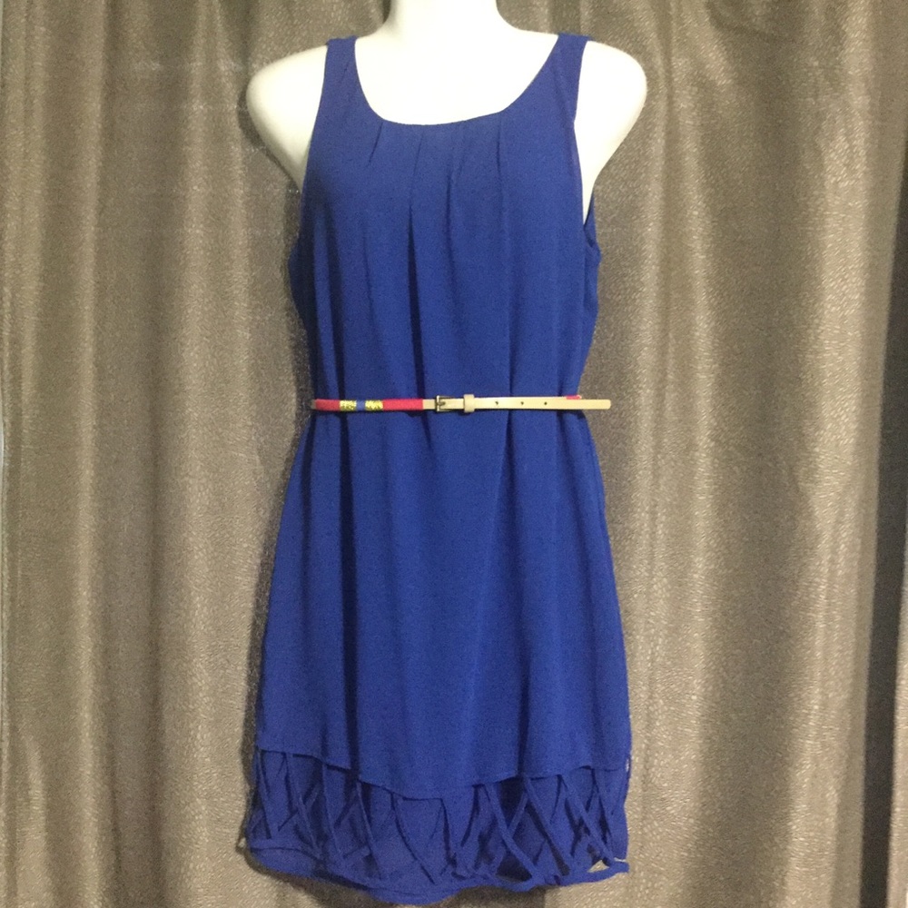 Sequins Hearts Navy Blue dress with belt